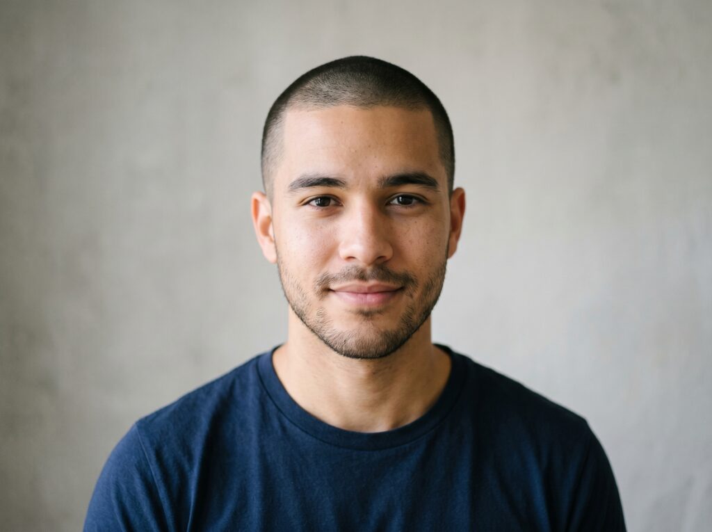 Buzz cut hairstyle for men with a receding hairline