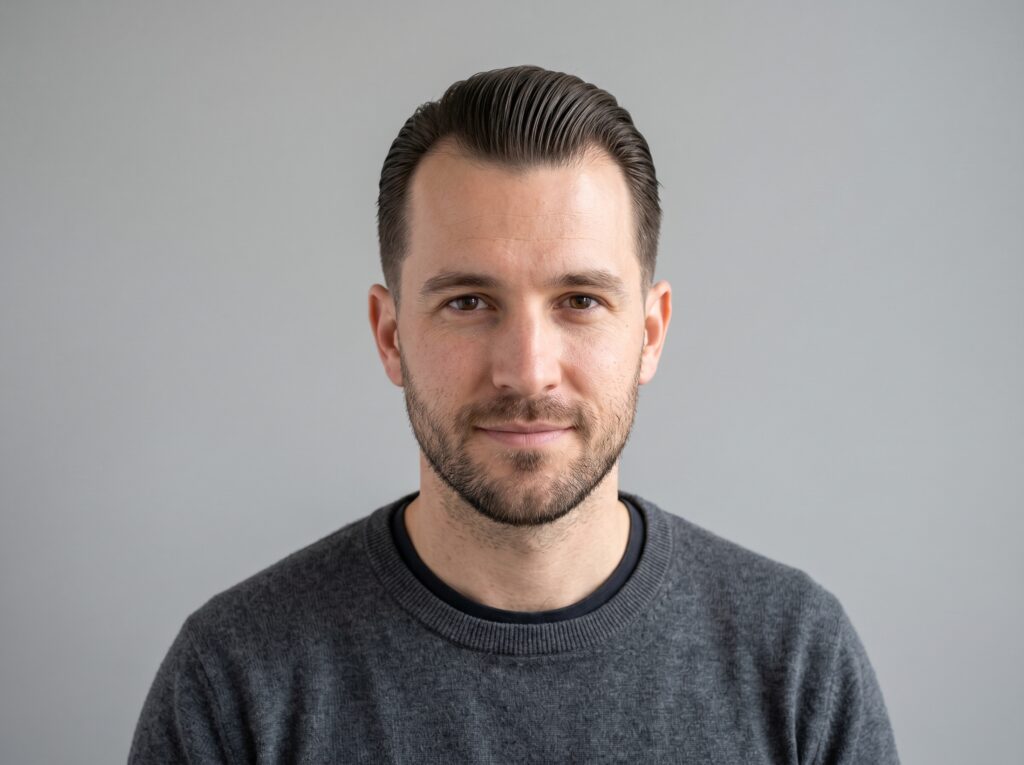 Slick back hairstyle for men with mild hairline recession